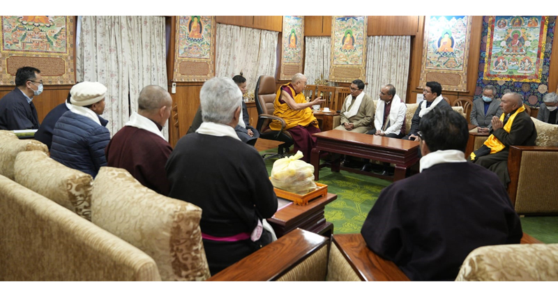 CEC LAHDC Leh, MP Ladakh and others meeting Dalai Lama at his residence in Dharmshala on Saturday. CEC LAHDC Leh, MP Ladakh and others meeting Dalai Lama at his residence in Dharmshala on Saturday.