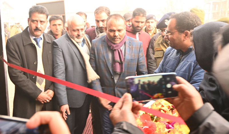 Divisional Commissioner Kashmir PK Pole accompanied by other dignitaries during inauguration of a multimedia exhibition in Anantnag.