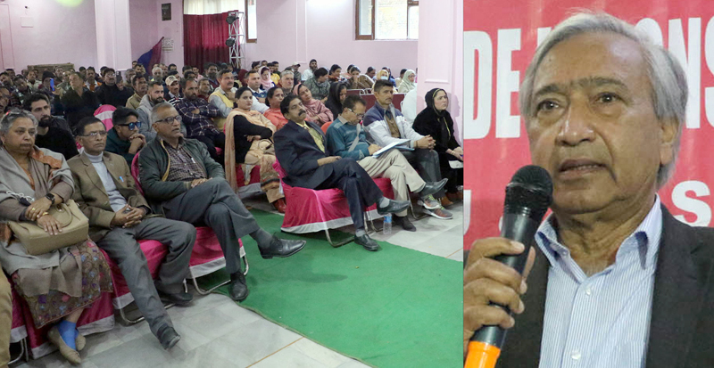 CITU leader and Ex-MLA M Y Tarigami addressing workers at Jammu on Sunday. — Excelsior/Rakesh CITU leader and Ex-MLA M Y Tarigami addressing workers at Jammu on Sunday. — Excelsior/Rakesh