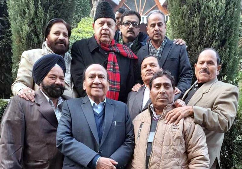 NC’s Central Zone delegation during meeting with party president, Dr Farooq Abdullah in Jammu on Wednesday.