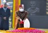 Prime Minister Narendra Modi paying floral tribute on the occasion of birth anniversary of former Prime Minister of India Atal Bihari Vajpayee at Sadaiv Atal in New Delhi on Sunday. (UNI)