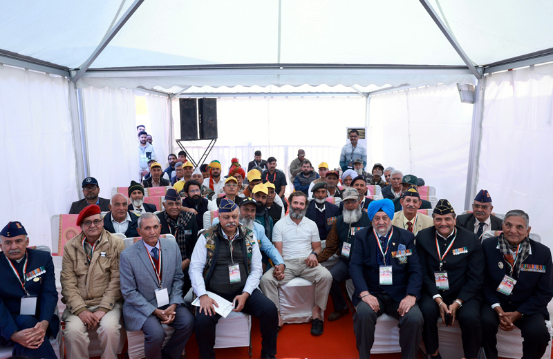 RahulGandhi interacted with ex-servicemen from Haryana during the BharatJodoYatra on Wednesday. RahulGandhi interacted with ex-servicemen from Haryana during the BharatJodoYatra on Wednesday.