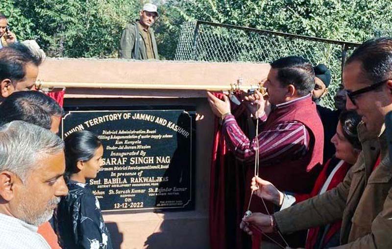 Chairperson DDC Saraf Singh Nag inaugurating Jal Jeevan Mission Scheme in Reasi. Chairperson DDC Saraf Singh Nag inaugurating Jal Jeevan Mission Scheme in Reasi.