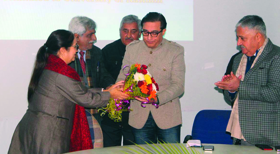Scholars during a function organized by HESK to honour Raj Nehru, VC Skill University at Jammu on Wednesday. Scholars during a function organized by HESK to honour Raj Nehru, VC Skill University at Jammu on Wednesday.
