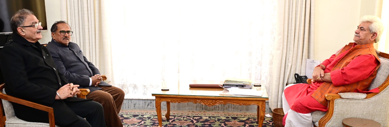 Lt Governor with Dr Nirmal Singh, Sh Kavinder Gupta, Former Deputy CMs.