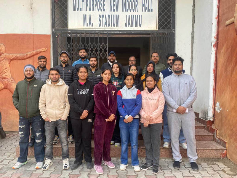 Players posing for a group photograph at Jammu on Wednesday. Players posing for a group photograph at Jammu on Wednesday.