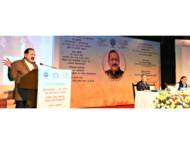 Union Minister Dr Jitendra Singh speaking after launching the “One Week One Lab” campaign of CSIR at India Habitat Centre, New Delhi on Friday. Union Minister Dr Jitendra Singh speaking after launching the “One Week One Lab” campaign of CSIR at India Habitat Centre, New Delhi on Friday.