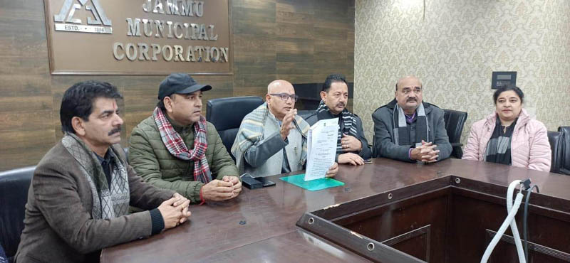 Mayor Jammu, Rajinder Sharma addressing a press conference on Thursday. Mayor Jammu, Rajinder Sharma addressing a press conference on Thursday.