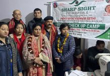 BJP leaders Priya and Yudhvir Sethi inaugurating eye check up camp at Jammu on Monday.
