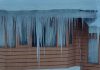 Huge icicles hanging from a hotel’s roof in Gulmarg. - Excelsior/Aabid Nabi