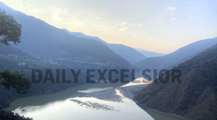 Chenab river flowing between mountains in Doda. -Excelsior/Rafi Choudhary