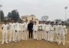 Jubilant Jammu district U-17 boys cricket team posing for a group photograph along with coach at Sports Stadium Hiranagar on Friday.