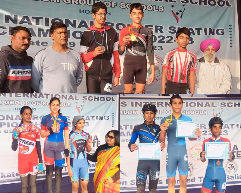 Students displaying medals after championship at Gurugram. Students displaying medals after championship at Gurugram.