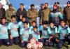 Players posing for a group photograph along with DGP Dilbag Singh and others at TRC Ground, Srinagar on Tuesday.