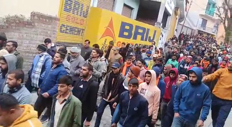 People protesting against sacrilegious act at Bani on Monday Excelsior/Pardeep People protesting against sacrilegious act at Bani on Monday Excelsior/Pardeep