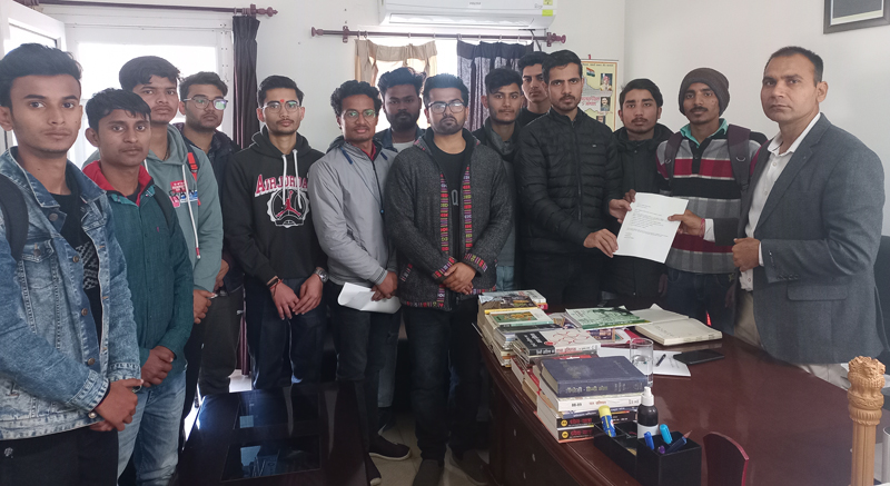 ABVP delegation submitting memorandum to Dean Students Welfare of CUJ on Tuesday. ABVP delegation submitting memorandum to Dean Students Welfare of CUJ on Tuesday.