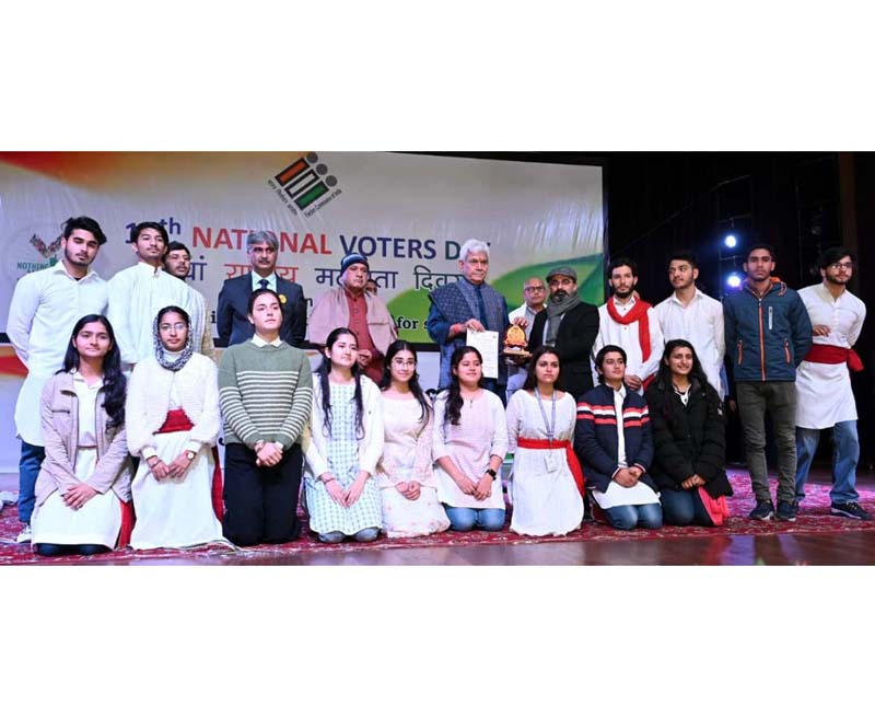 LG Manoj Sinha during National Voters Day celebration in Jammu. LG Manoj Sinha during National Voters Day celebration in Jammu.