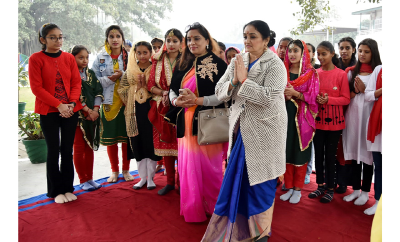 W20 Chair Dr Sandhya Purecha along with Ritu Singh (founding chairperson, FICCI FLO JKL) during a public outreach program at Hari Niwas, Jammu. W20 Chair Dr Sandhya Purecha along with Ritu Singh (founding chairperson, FICCI FLO JKL) during a public outreach program at Hari Niwas, Jammu.