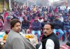 Raman Bhalla & others attending a block level meeting in Kathua on Sunday.