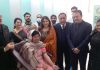 Former Deputy CM Kavinder Gupta and others during a blood sugar checkup camp at Bahu Plaza, Jammu.