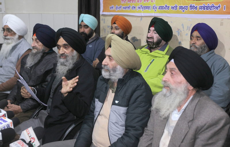 Leaders of SAD (Amritsar) J&K during a press conference at Press Club, Jammu. - Excelsior/Rakesh Leaders of SAD (Amritsar) J&K during a press conference at Press Club, Jammu. - Excelsior/Rakesh
