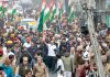 Congress leader Rahul Gandhi waving supporters during the party's 'Bharat Jodo Yatra', in Ludhiana district on Thursday. (UNI)