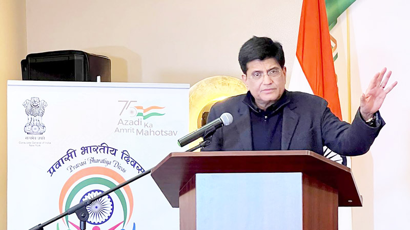 Union Commerce and Industry Minister Piyush Goyal addressed a community reception organised in New Jersey, U.S. Union Commerce and Industry Minister Piyush Goyal addressed a community reception organised in New Jersey, U.S.