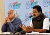 Congress leaders K C Venugopal and Jairam Ramesh briefing media, at Congress Headquarters, in New Delhi on Saturday. (UNI)