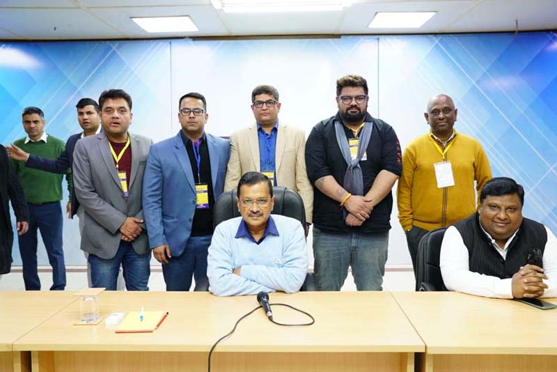 AAP J&K Youth wing leaders posing with the Party president Arvind Kejriwal in Delhi. AAP J&K Youth wing leaders posing with the Party president Arvind Kejriwal in Delhi.