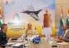 Union Minister for Defence, Rajnath Singh chairs the apex committee meeting of Aero India 2023, in New Delhi on Tuesday.