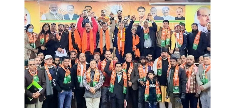 BJP leaders during a meeting of OBC Morcha of the party at Jammu on Saturday. BJP leaders during a meeting of OBC Morcha of the party at Jammu on Saturday.
