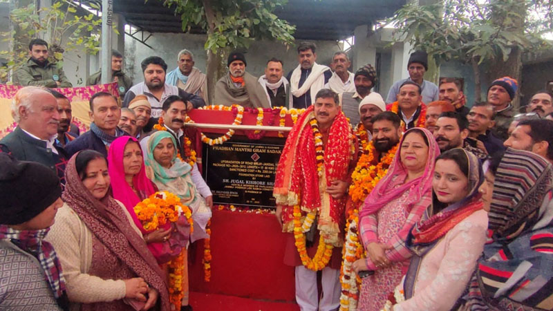 MP Jugal Kishore Sharma laying foundation stone for upgradation of Jandyal -Rabta road on Monday. MP Jugal Kishore Sharma laying foundation stone for upgradation of Jandyal -Rabta road on Monday.