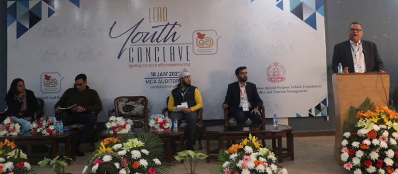 Business leaders during Youth Conclave at Jammu on Wednesday. Business leaders during Youth Conclave at Jammu on Wednesday.