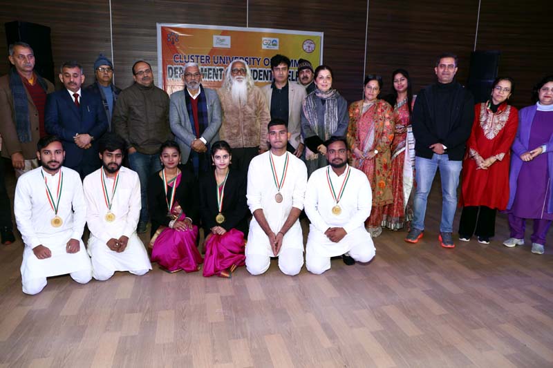 Winners of various events with Vice-Chancellor of Cluster University Jammu & others. Winners of various events with Vice-Chancellor of Cluster University Jammu & others.