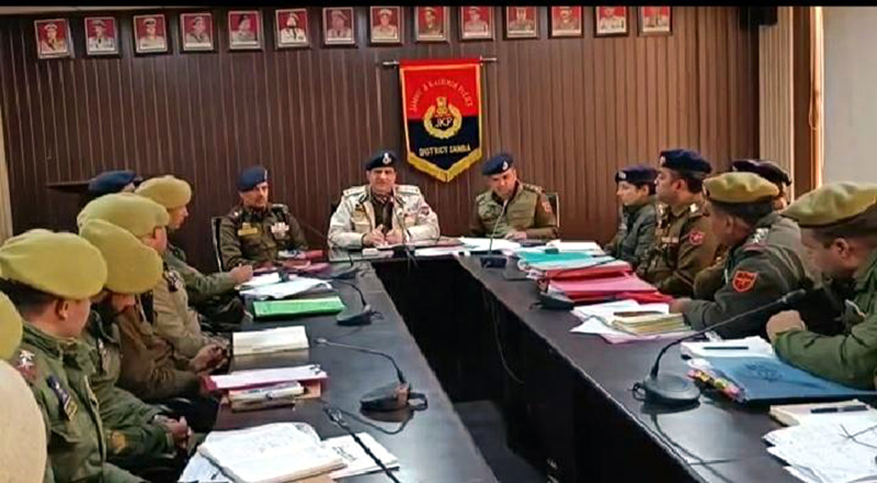 SSP Samba Benam Tosh chairing a meeting of police officers at DPO. SSP Samba Benam Tosh chairing a meeting of police officers at DPO.