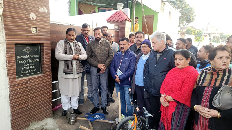 Former Minister and Ex MLA, Sat Sharma and corporator Ward 9, Suneet Raina kick starting construction of drains on Wednesday. Former Minister and Ex MLA, Sat Sharma and corporator Ward 9, Suneet Raina kick starting construction of drains on Wednesday.