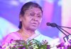 President of India, Smt Droupadi Murmu addressing the foundation day celebration of Jnanaprabha Mission in Bhubaneswar on Friday. (UNI)