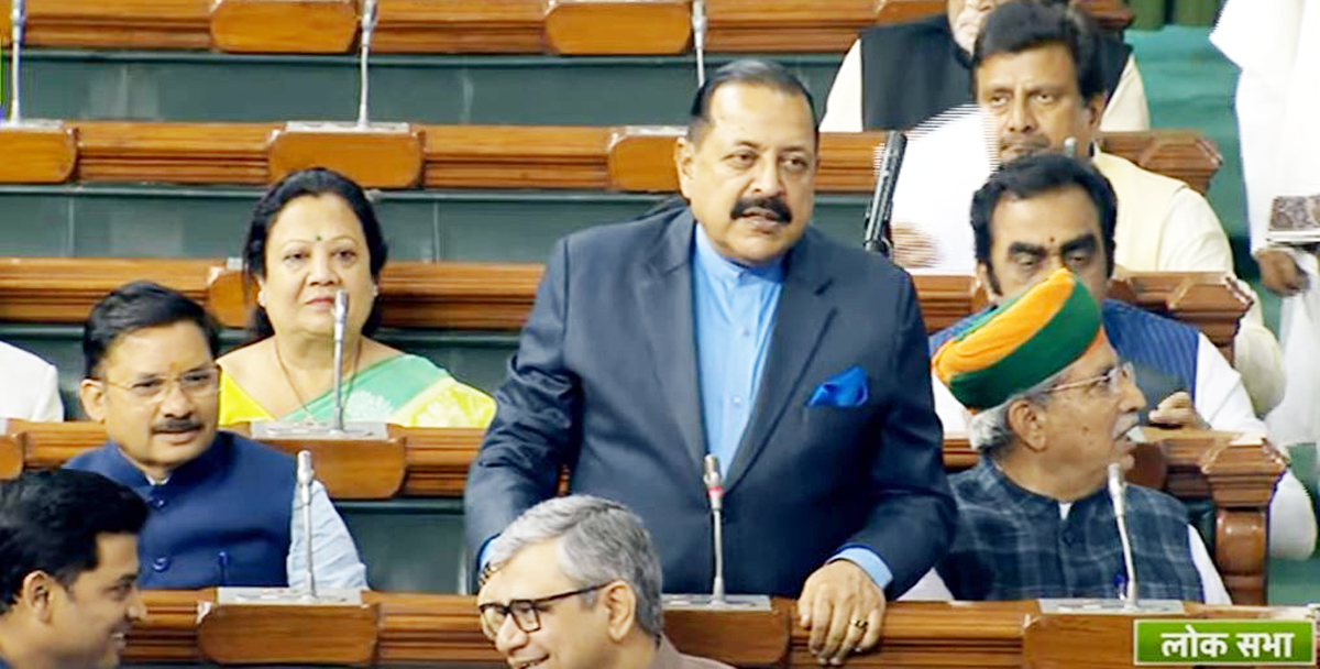 Union Minister Dr Jitendra Singh speaking in the Lok Sabha on Wednesday. Union Minister Dr Jitendra Singh speaking in the Lok Sabha on Wednesday.