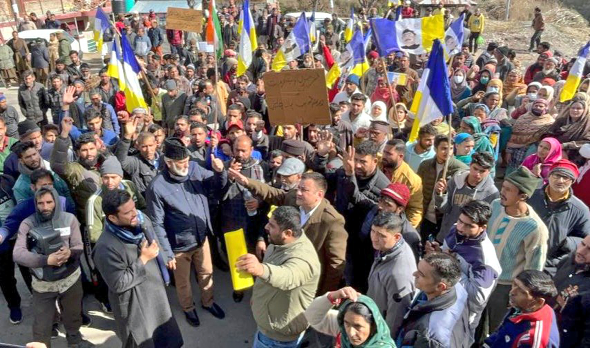 DAP workers during a protest demonstration at Batote on Wednesday. DAP workers during a protest demonstration at Batote on Wednesday.