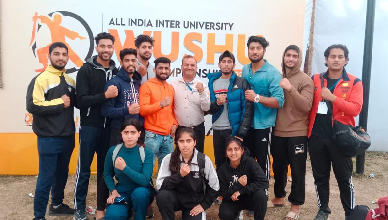 Wushu team of Jammu University posing for a group photograph. Wushu team of Jammu University posing for a group photograph.