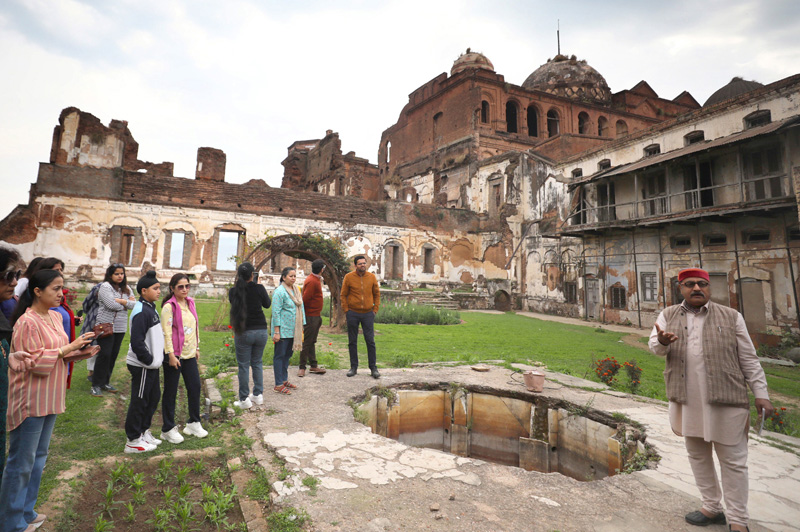 Visitors during Heritage Walk at Dogra Art Museum, Mubarak Mandi on day two of 'Tawi Art Festival'. -Excelsior/Rakesh Visitors during Heritage Walk at Dogra Art Museum, Mubarak Mandi on day two of 'Tawi Art Festival'. -Excelsior/Rakesh