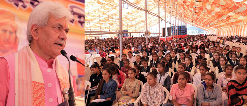 LG Manoj Sinha addressing ‘Rashtra Katha Shivir’ at Pransla, Gujarat on Tuesday. LG Manoj Sinha addressing ‘Rashtra Katha Shivir’ at Pransla, Gujarat on Tuesday.