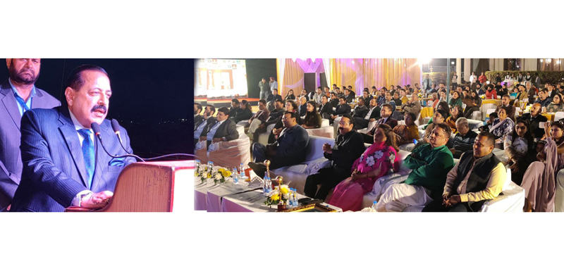 Union Minister Dr Jitendra Singh speaking after felicitating the awardees at “Big Impact Awards-2023” held at Jammu on Sunday. Union Minister Dr Jitendra Singh speaking after felicitating the awardees at “Big Impact Awards-2023” held at Jammu on Sunday.