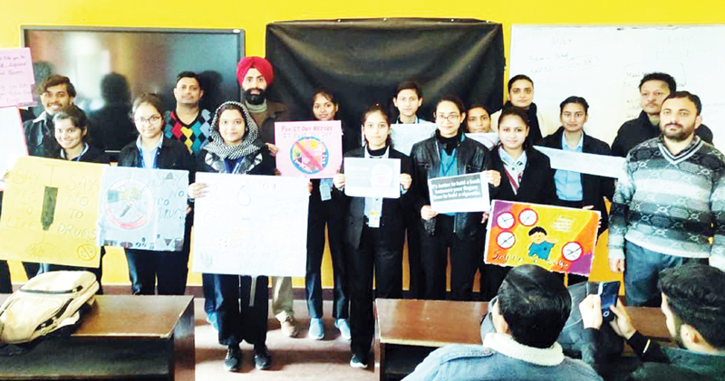 Participants displaying poster’s during the competition at Govt SPMR College at Jammu on Friday. Participants displaying poster’s during the competition at Govt SPMR College at Jammu on Friday.