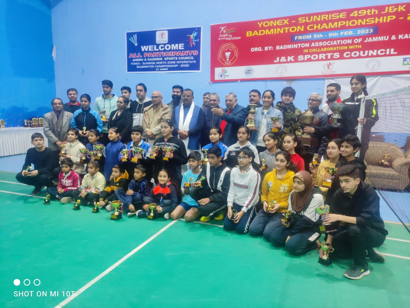 Winners posing for a group photograph along with dignitaries at MA Stadium on Thursday. Winners posing for a group photograph along with dignitaries at MA Stadium on Thursday.
