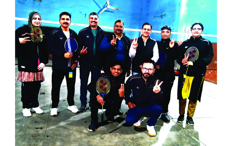Selected players for Badminton championship posing for a group photograph at Jammu on Saturday. Selected players for Badminton championship posing for a group photograph at Jammu on Saturday.