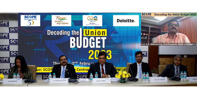 Experts from economics, financial and taxation sectors during a session on Union Budget organised by SCOPES on Monday. Experts from economics, financial and taxation sectors during a session on Union Budget organised by SCOPES on Monday.