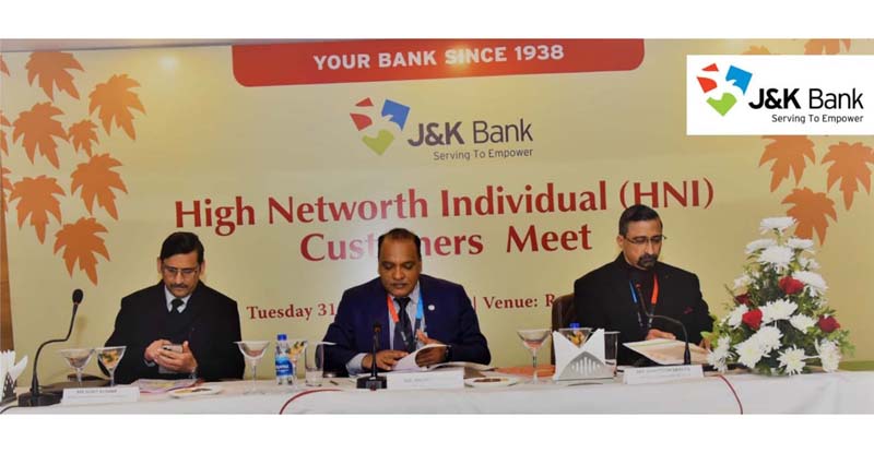 J&K Bank Management interacting with HNI clients of Jammu Division during a meeting in Jammu on Tuesday.