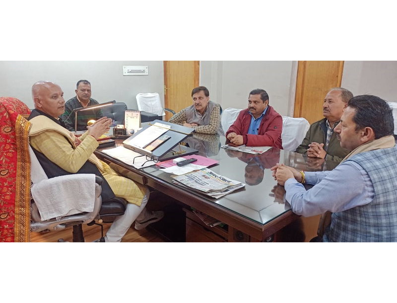 Jammu Mayor Rajinder Sharma chairing a meeting on Wednesday. Jammu Mayor Rajinder Sharma chairing a meeting on Wednesday.