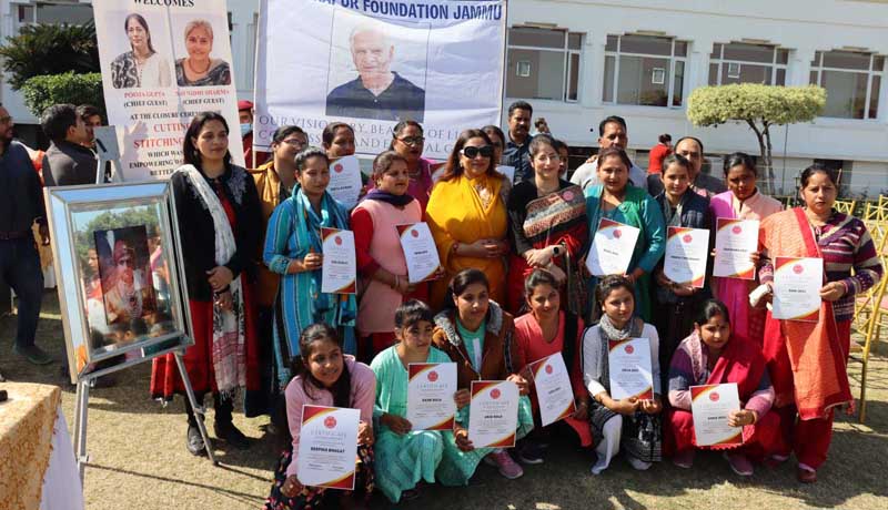 Trainees displaying certificates while posing with Ritu Singh and others at Suchetgarh in R S Pura on Tuesday Trainees displaying certificates while posing with Ritu Singh and others at Suchetgarh in R S Pura on Tuesday